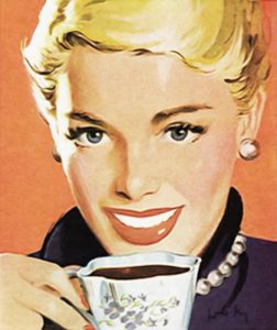 Zum Tag des Kaffees nehmen wir mal Koffein unter die Lupe 1 Vintage: Eine Frau, die Kaffee trinkt. (c) Pixabay.com