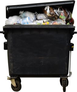Eine übergehende Mülltonne, Stichwort Müll zu Weihnachten. (c) Pixabay.com