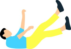 Bei Schwindel: langsam hinsetzen und Beine hoch lagern 1 Grafik: ein Mann, der stürzt, Stichwort Schwindel. (c) Pixabay.com