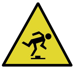 Sturzprophylaxe: Stolperfallen weg, Fitness und Balancegefühl her 1 Ein Warnschild vor Stürzen, Stichwort Sturzprophylaxe. (c) Pixabay.com
