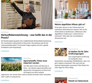 „Österreich isst informiert“ – Wissensplattform über Lebensmittel 1 Screenshot der Plattform Österreich isst informiert. (c) Screenshot