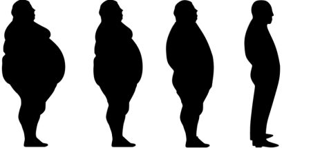 Die Silhoutten von vier Männern von dick zu schlank. (c) Pixabay.com