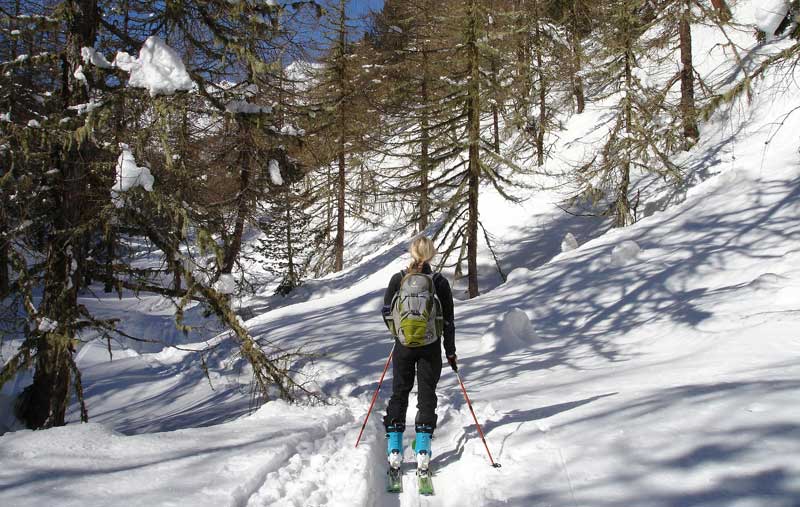 Eine Schitourengeherin in die Alpen, Stichwort Wintersport. 
(c) Pixabay.com