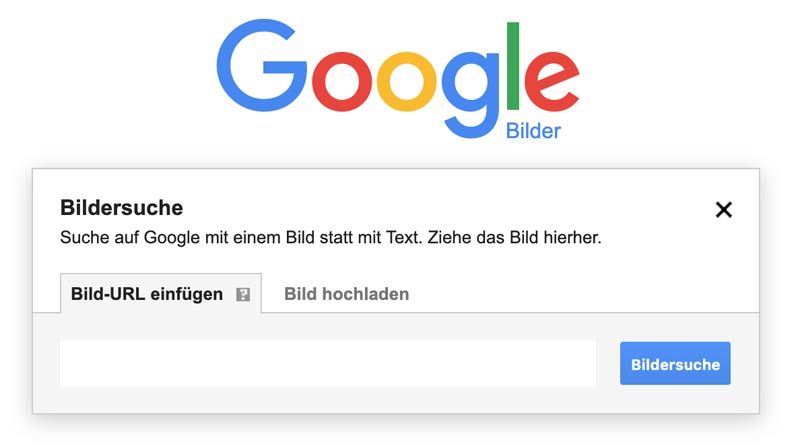 Screenshot Google Bilder Eingabe-/ Hochladen-Maske. (c) Screenshot