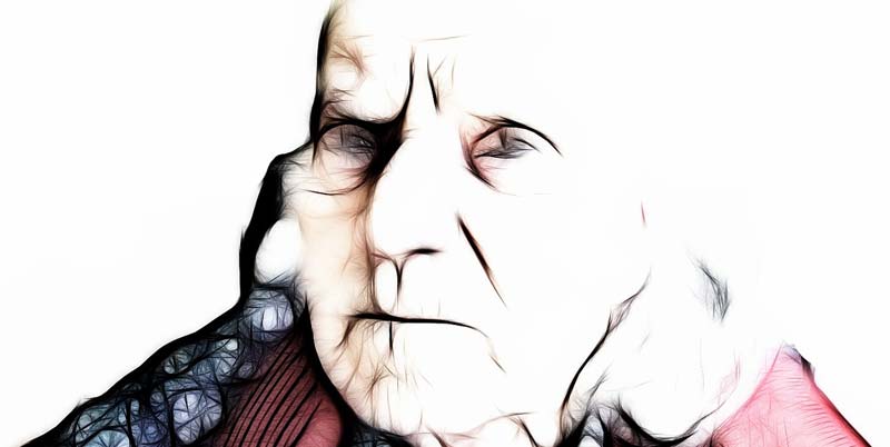 "Gut leben mit Demenz" – schwierig für Betroffene und Angehörige 1 Der Kopf einer an Demenz erkrankten alten Frau, die ins Leere schaut, stark weich gezeichnet. (c) Pixabay.com