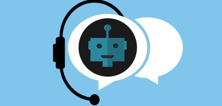 Grafik: eine Sprechblase mit einem Roboterkopf und einem Headset als Symbol für Chatbots. (c) Pixabay.com