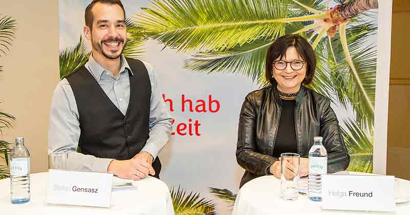 Reisekompass 2020: Vorzeichen für das Reisejahr überaus positiv 1 Stefan Gensasz, Marketagent.com online reSEARCH GmbH und Helga Freund, Ruefa, bei der Präsentation des Reisekompass 2020. (c) Verkehrsbüro Group/ APA-Fotoservice/ Juhasz