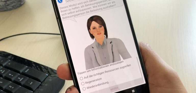 Ein Smartphone mit einem Avatar der App Success am Screen. (c) AIT – Austrian Institute of Technology