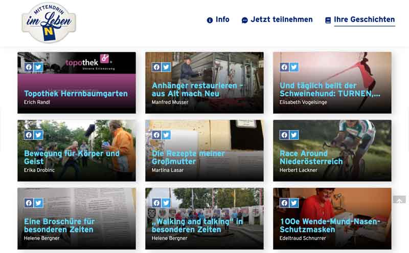 Verlängert: Initiative "Generation 55+ Aktiv in besonderen Zeiten" 1 Screenshot von Einreichungen für die Initiative "Generation 55+ Aktiv in besonderen Zeiten.
(c) Screenshot