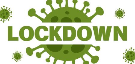 Illustration: ein Corona-Virus mit dem Wort Lockdown. (c) Pixabay.com
