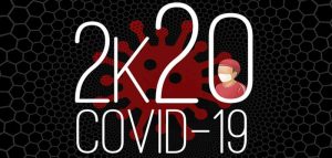Grafik: 2020, darunter Covid-19, im Hintergrund ein Corona-Virus. (c) Pixabay.com
