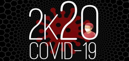 Grafik: 2020, darunter Covid-19, im Hintergrund ein Corona-Virus. (c) Pixabay.com