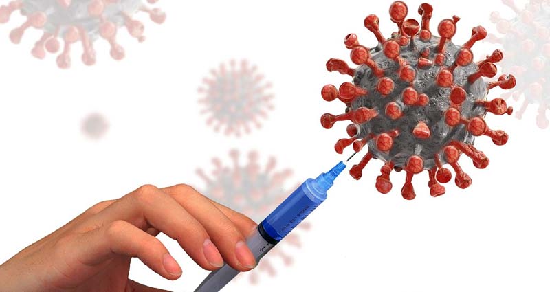 Illustration: die Hand einer Frau, die ein Corona-Virus impft.
(c) Pixabay.com