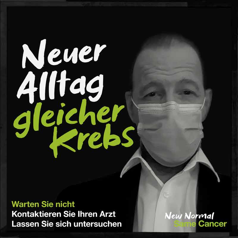 Sujet der Kampagne "Neuer Alltag, Gleicher Krebs".
(c) AstraZeneca