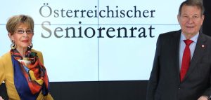 Covid-19-Pandemie: Herausforderung für Seniorinnen und Senioren Ingrid Korosec und Peter Kostelka bei einer PK des Seniorenrates. (c) Österreichischer Seniorenrat/ APA-Fotoservice/ Ludwig Schedl