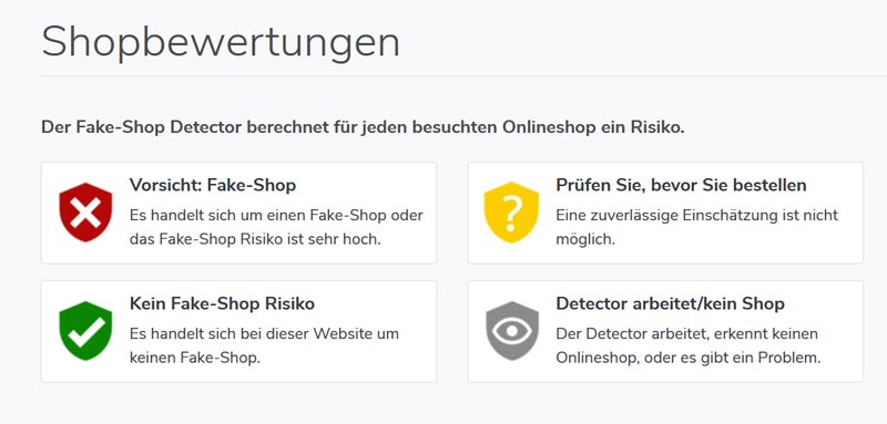 Grafik: Ergebnis Shopbewertungen des Fake-Shop Detectors.
(c) ÖIAT