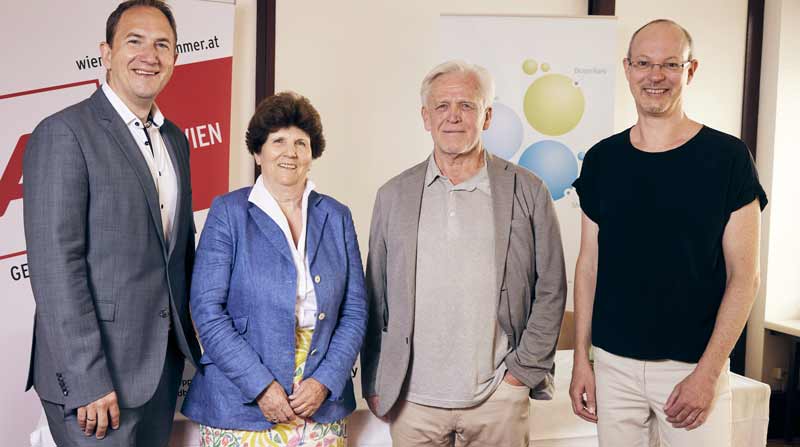 "Volkskrankheit Alzheimer" – Fokus auf Früherkennung & Prävention 2 Gruppenbild: Michael Kreppel-Friedbichler, Antonia Croy, Peter Dal-Bianco, Kurt Schalek.
(c) Biogen/ Csaky