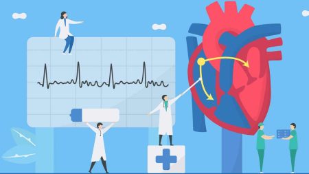 Illustration: Ärzte vor und auf einem EKG-Befund, daneben ein Herz. (c) AdobeStock