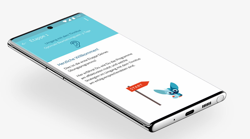 Tinnitus – neue Hoffnung für über 1 Million betroffene ÖsterreicherInnen 2 Startscreen der Tinnitus-App auf einem Smartphone
(c) mynoise
