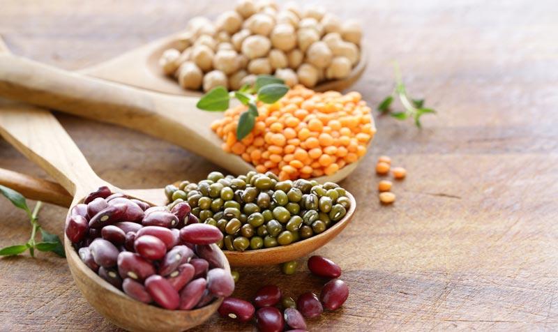 Hülsenfrüchte auf Holzlöffeln.
(c) AdobeStock