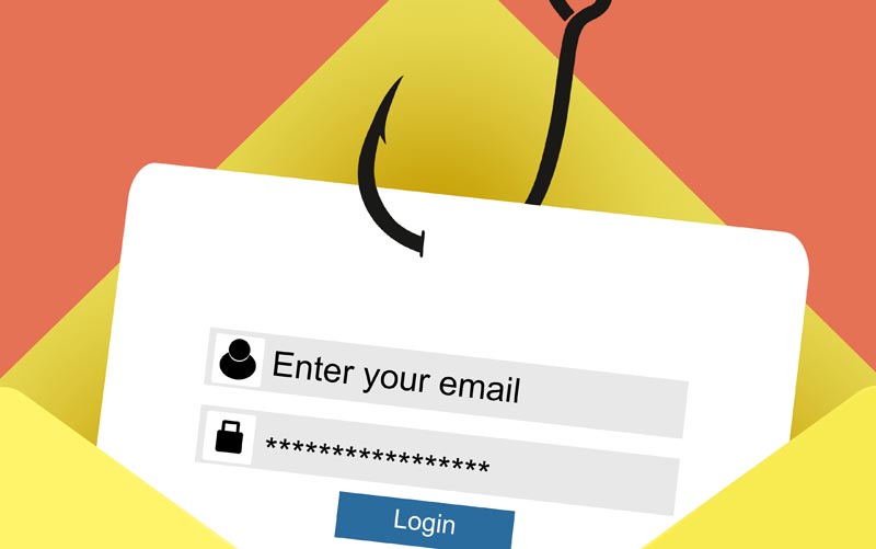 Grafik: An einem Haken wird ein Zettel mit eMail und Passwort aus einem Briefkuvert gezogen, Stichwort Phishing.
(c) AdobeStock