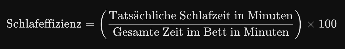 Schlafstörungen ab 50: Warum 8 Stunden Schlaf ein Mythos sind (und was wirklich hilft) 1 Formel für Schlafeffizienz.(c) Screenshot